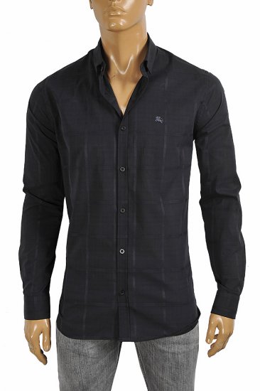 BURBERRY men's cotton high quality dress shirt in black 259 - Click Image to Close