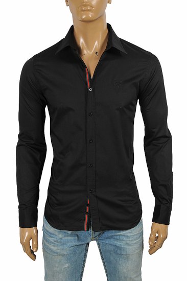 GUCCI men's dress shirt with front logo embroidery 416 - Click Image to Close