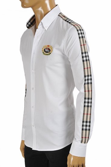 BURBERRY men's long sleeve dress shirt with logo embroidery 256 - Click Image to Close