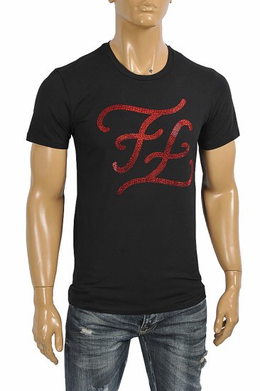FENDI men's cotton t-shirt with front print 37 - Click Image to Close