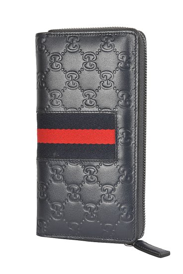 GUCCI GG Leather Long Wallet, Navy Blue 61 - Click Image to Close