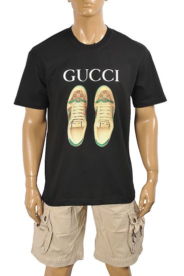 GUCCI cotton T-shirt With Front Shoes print 317 - Click Image to Close