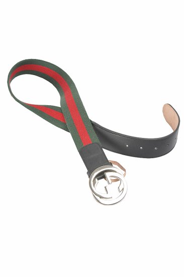 GUCCI GG Unisex buckle belt with red and green stripe 62 - Click Image to Close