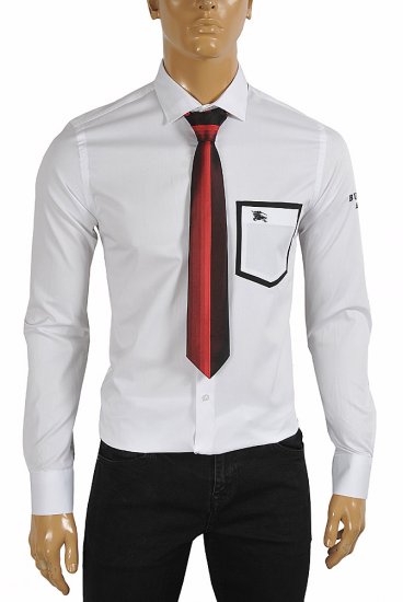 BURBERRY men's cotton dress shirt with embroidery 258 - Click Image to Close