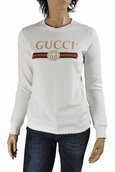 GUCCI women's cotton sweatshirt with front logo print 113 - Click Image to Close