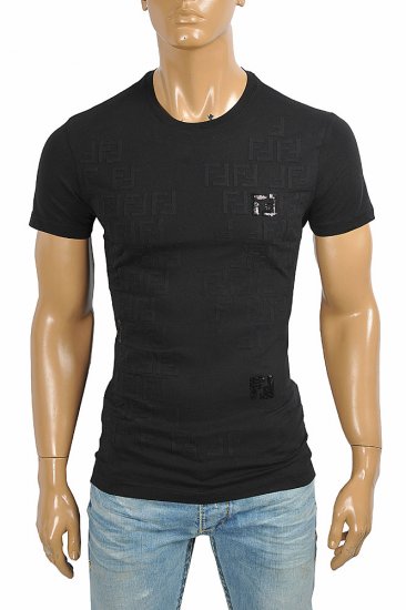 FENDI men's cotton t-shirt with front print 41 - Click Image to Close
