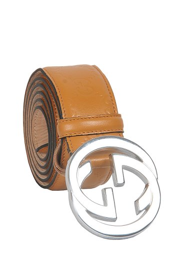 GUCCI GG Men's Leather Belt in Brown 82 - Click Image to Close