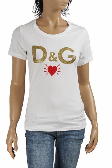 DOLCE & GABBANA women's cotton t-shirt with front print logo 2 - Click Image to Close