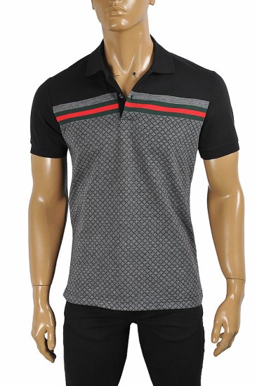 GUCCI men's cotton polo with signature red and green stripe 40 - Click Image to Close