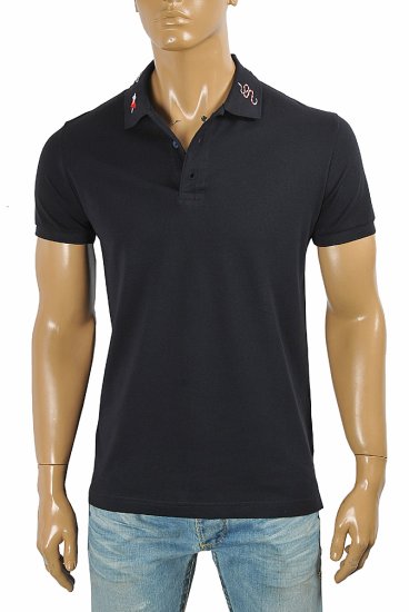 GUCCI Men's cotton polo with Kingsnake embroidery 411 - Click Image to Close
