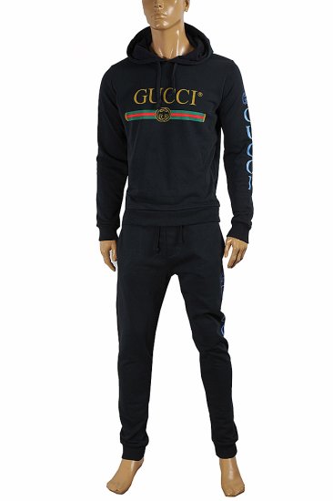 GUCCI men's zip up jogging suit in navy blue color 166 - Click Image to Close