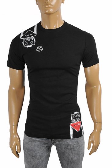 PRADA Men's cotton T-shirt with print in black 108 - Click Image to Close