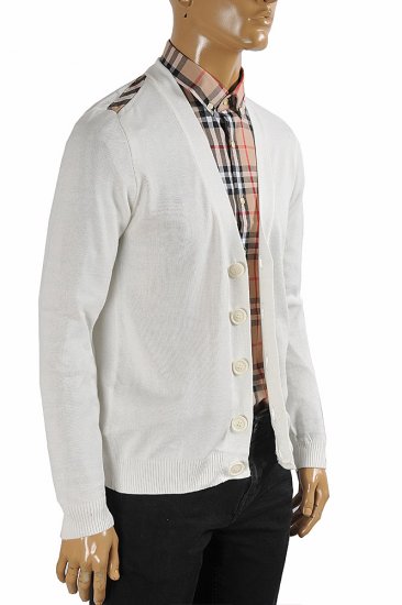 BURBERRY men cardigan button down sweater in white color 266 - Click Image to Close
