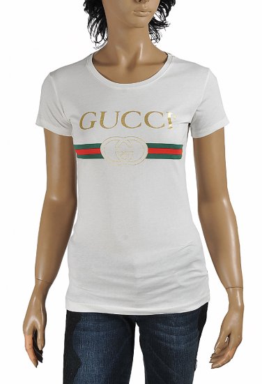 GUCCI women's cotton t-shirt with front logo print 267 - Click Image to Close