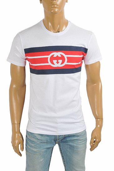 GUCCI cotton T-shirt with front print logo 288 - Click Image to Close