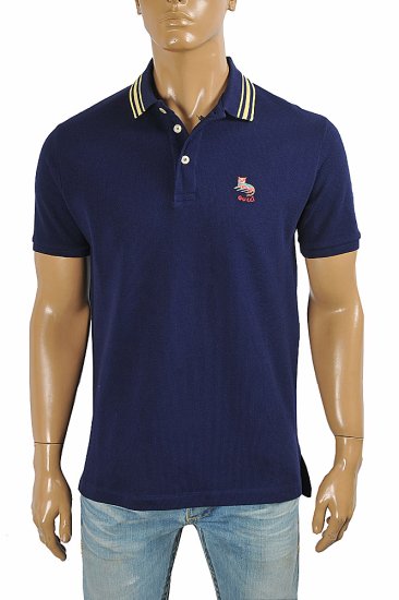 GUCCI Men's cotton polo with cat embroidery 421 - Click Image to Close