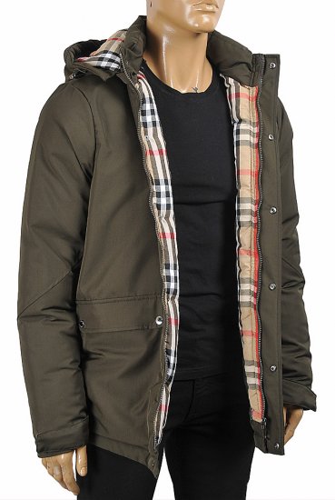 BURBERRY Men's Warm Winter Hooded Jacket 60 - Click Image to Close