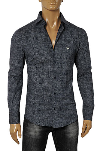 EMPORIO ARMANI Men's Button Up Dress Shirt In Grey #231 - Click Image to Close
