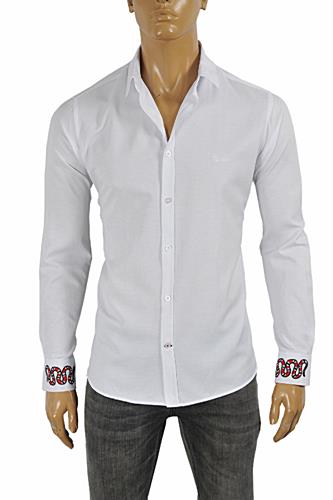 GUCCI Men's Dress Shirt Embroidered with Snakes #378 - Click Image to Close