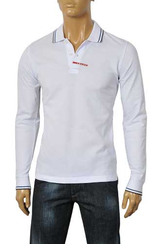 PRADA Men's Polo Style Long Sleeve Shirt #72 - Click Image to Close