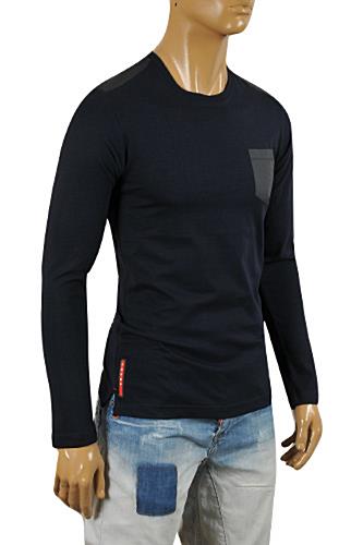 PRADA Men's Long Sleeve Fitted Shirt In Navy Blue #88 - Click Image to Close