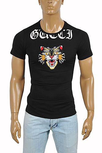 GUCCI Cotton T-Shirt with Angry Black Cat Embroidery #214 - Click Image to Close