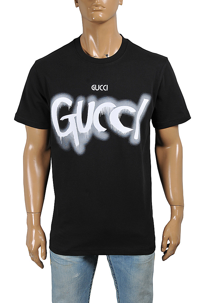 GUCCI cotton T-shirt with front logo print 324 - Click Image to Close