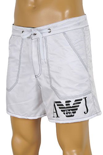 ARMANI JEANS Logo Printed Swim Shorts For Men In White #54 - Click Image to Close