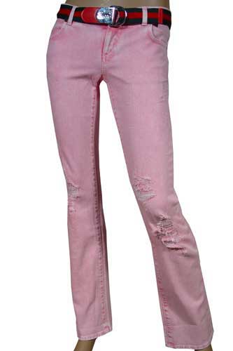 GUCCI Pink Ladies Straight Leg Jeans With Belt #12 - Click Image to Close