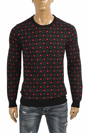 GUCCI Men’s Stripe Knitted Black Sweater With GG Logo 111