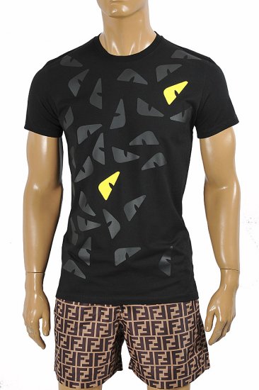 FENDI men's cotton t-shirt with front print 45