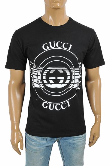 GUCCI cotton T-shirt with front print logo 287 - Click Image to Close