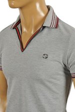 GUCCI Men's Cotton Polo Shirt In Gray #321