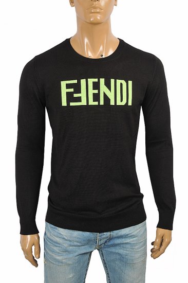 FENDI men's round neck front print sweater 56 - Click Image to Close
