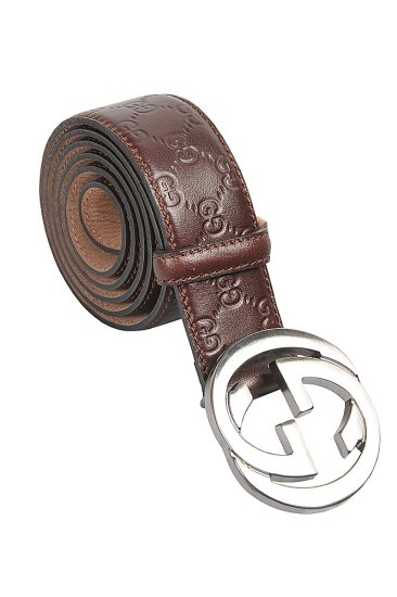 GUCCI GG Men's Leather Belt in Brown 83 - Click Image to Close