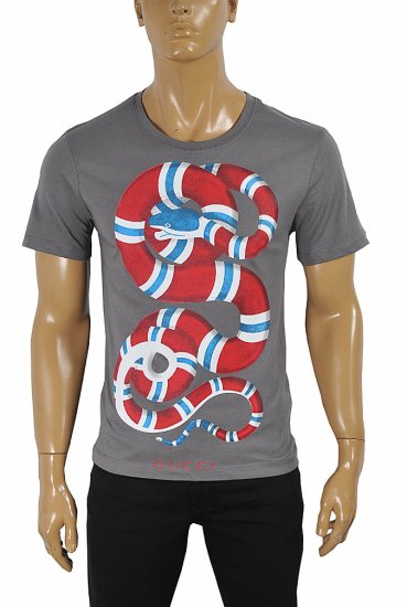 GUCCI Cotton Men's T-Shirt With Kingsnake print #241 - Click Image to Close