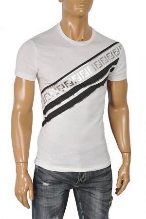 FENDI men's cotton t-shirt with front FF print 52