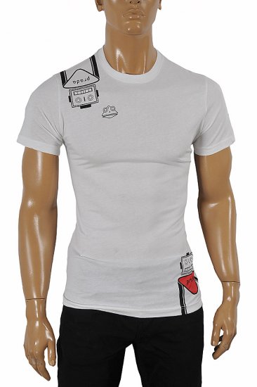 PRADA Men's cotton T-shirt with print in white 107 - Click Image to Close
