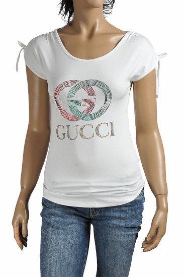 GUCCI women's t-shirt with GG logo appliquÃ© 265 - Click Image to Close