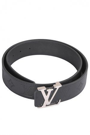 LOUIS VUITTON leather man belt with silver buckle 89