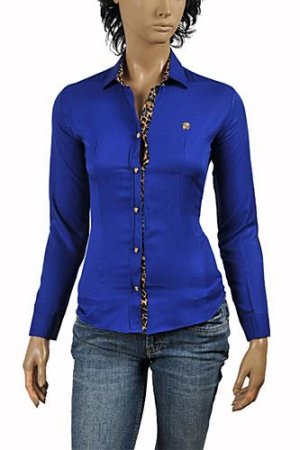 ROBERTO CAVALLI Ladies’ Dress Shirt/Blouse In Royal Blue #367