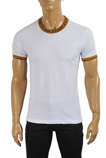 FENDI men's Cotton T-shirt With FF Stripes 62 - Click Image to Close