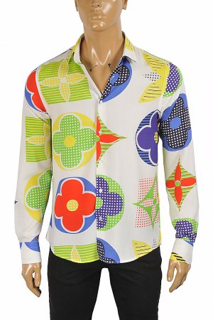LOUIS VUITTON men's monogram colored long sleeve shirt 14