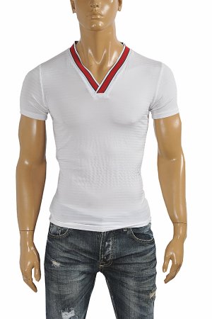 GUCCI cotton V-neck T-shirt collar embroidery #251