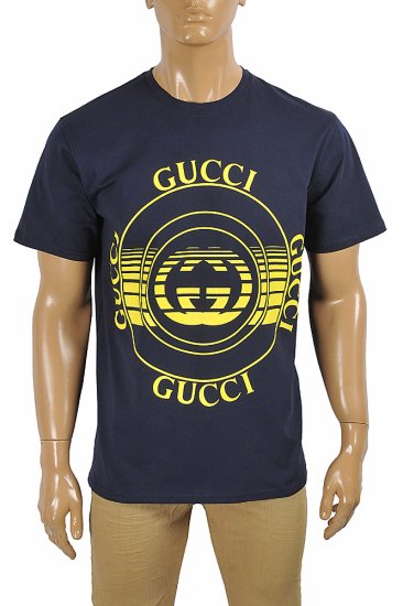 GUCCI cotton T-shirt with front print logo 286 - Click Image to Close