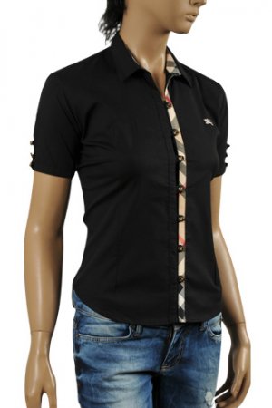 BURBERRY Ladies' Short Sleeve Button Up Shirt #154