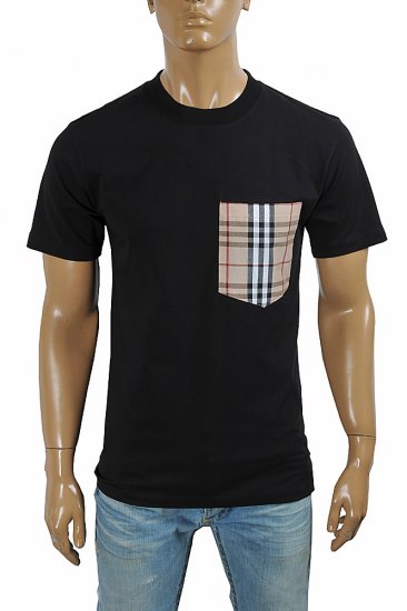 BURBERRY Men's Cotton T-Shirt With Front Pocket 295 - Click Image to Close