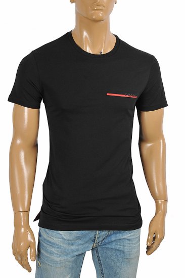 PRADA Men's cotton t-shirt with front logo appliquÃ© 109 - Click Image to Close