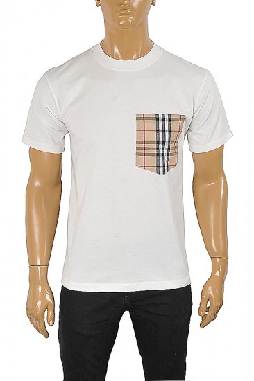 BURBERRY Men's Cotton T-Shirt With Front Pocket 296 - Click Image to Close