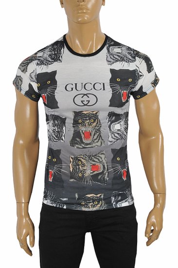 GUCCI Cotton T-Shirt With Angry Cats Print #240 - Click Image to Close